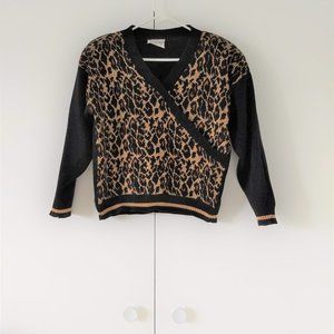 vintage 80s NWOT metallic animal print cropped sweater